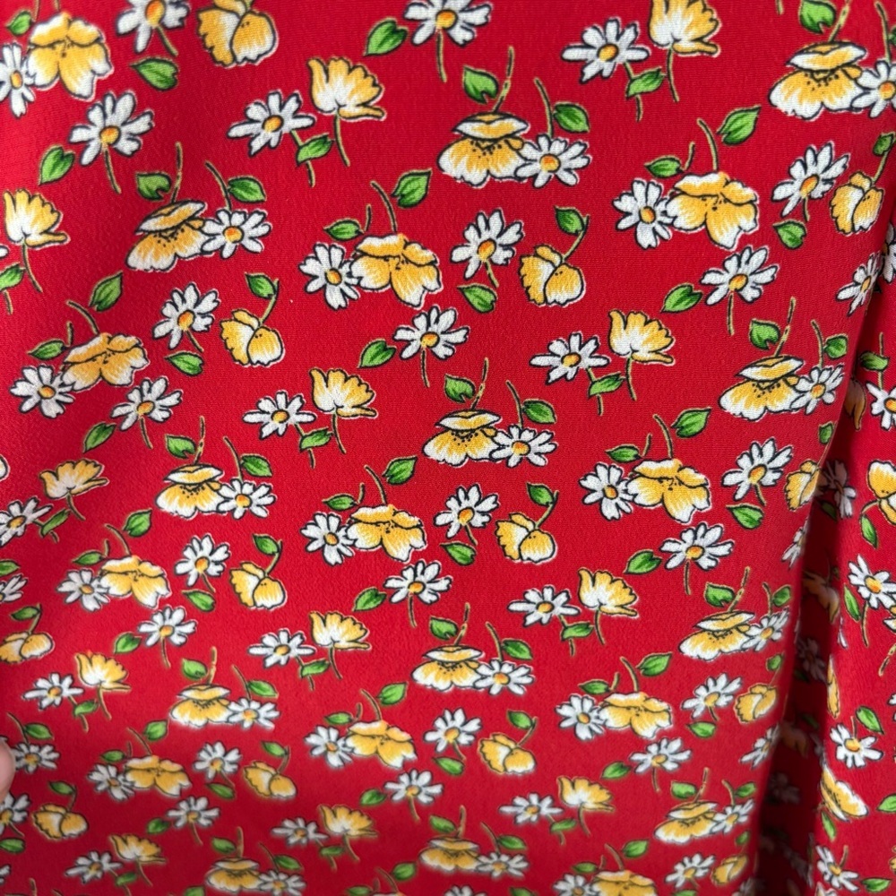 Vintage 90s red floral print mini dress cami straps size small - Picture 5 of 6